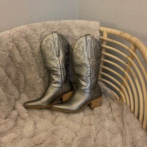 Silver cowboy boots